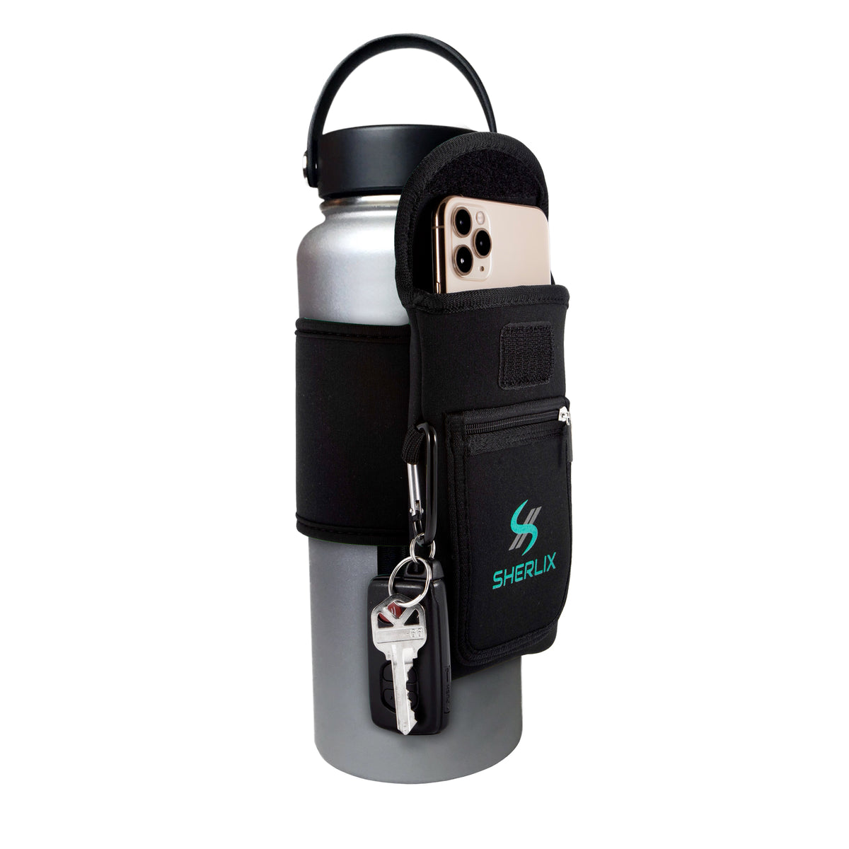 Xxerciz Water Bottle Carrier with Phone Pocket for Simple Modern